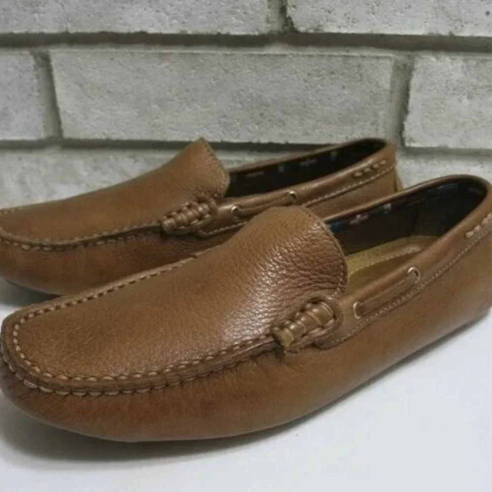 14th & Union Lea Oil Tanned Leather Casual Moccasin Men's Loafers Shoes Sz 7